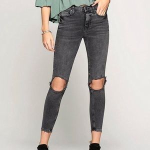 Free People busted knee high rise black jeans 29!